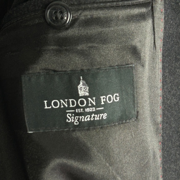 London Fog men's size 42L wool blend long coat dark gray lined - Picture 15 of 16